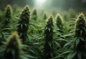 Critical x Amnesia plants in lush outdoor cultivation.