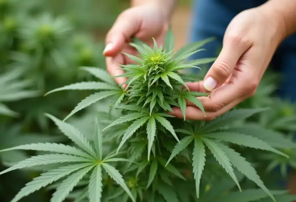 Diesel Regular cannabis bud showing resin-coated leaves and pistils. Known for its fuel-like aroma and potency, ideal for growers.