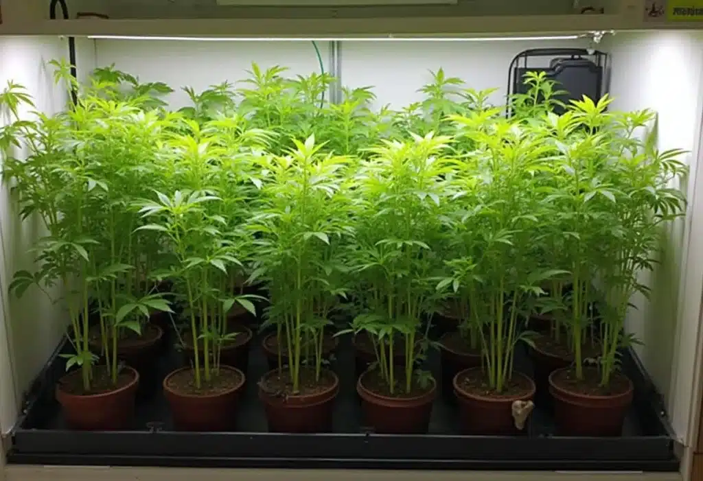 Critical x Green Crack thrives indoors under LED systems, producing vigorous plants with high resin content and excellent yield potential for growers.