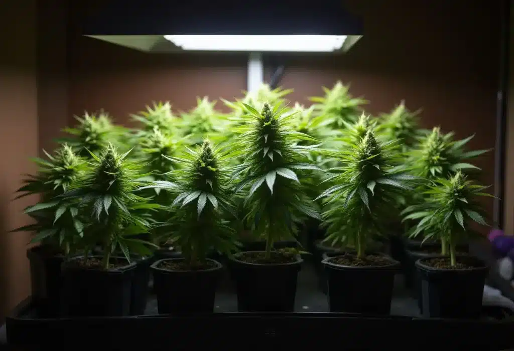 Indoor-grown Critical Jack thrives under LED lights, producing dense buds with citrus aroma, ideal for growers seeking high yield and quality.