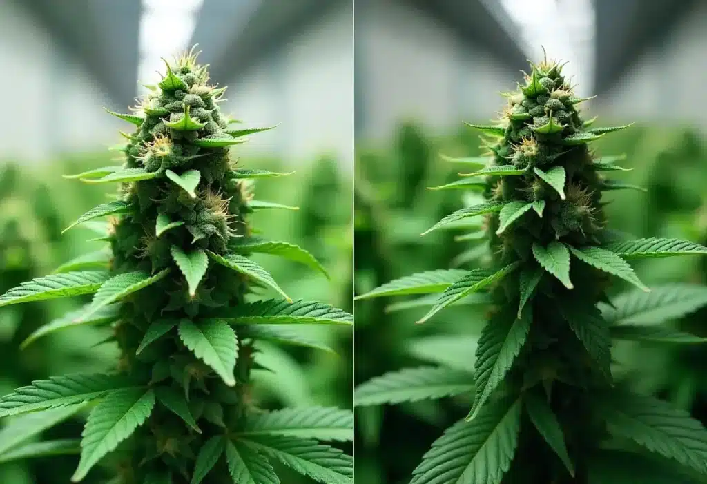 Exodus Cheese x Blue Head Band cannabis plant with dense buds indoors.