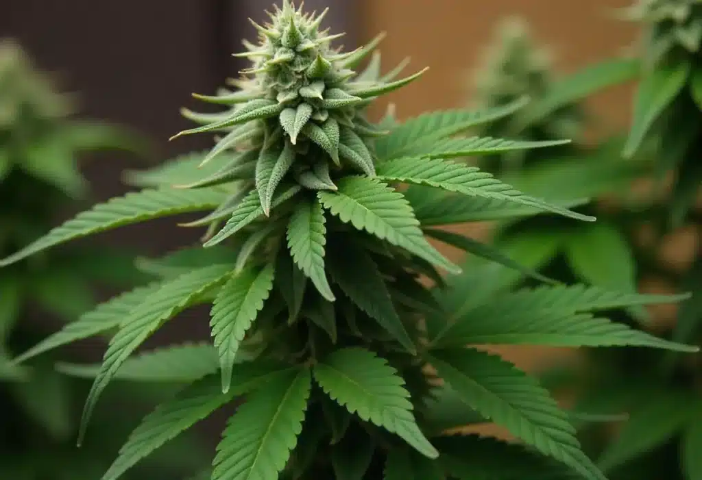 Mature Gelato Regular cannabis plant with trichome-rich flowers. This hybrid is renowned for its intense aroma and powerful therapeutic effects.