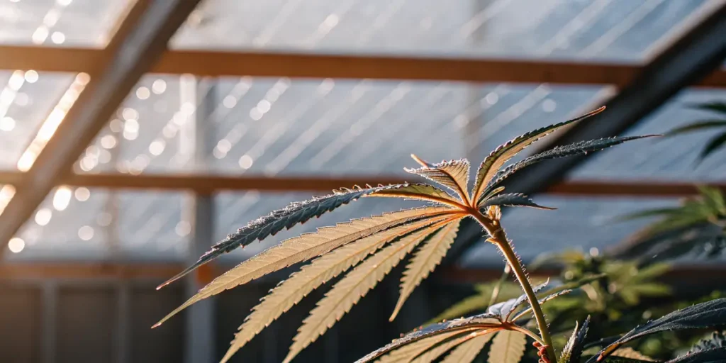 Macro shot of cannabis leaf stomata structure under magnification