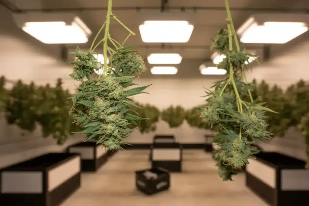 The GG x Do-Si-Dos harvest showcases thick, resin-coated flowers with rich terpenes and balanced potency, ideal for hybrid strain lovers.