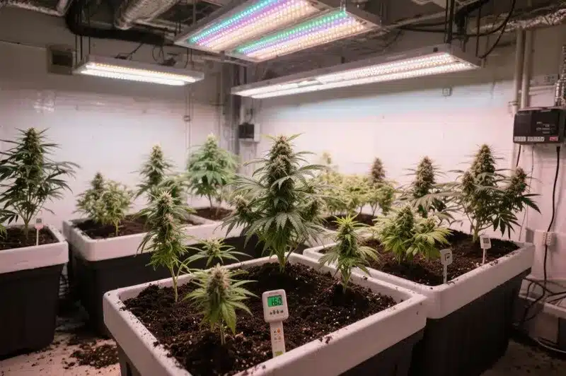 GG x Do-Si-Dos thrives indoors under LED lighting, offering dense buds, short flowering time, and a sweet, earthy aroma.