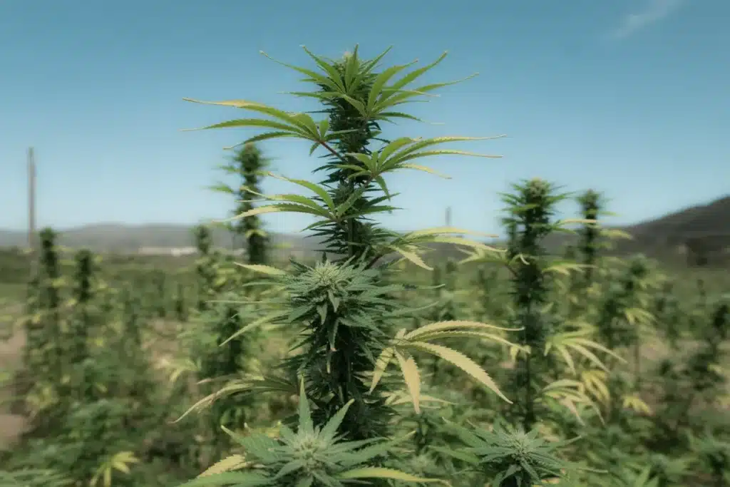 GG x Girl Scout Cookies grows strong outdoors, producing resin-rich buds with earthy and sweet cookie aromas under natural sunlight.