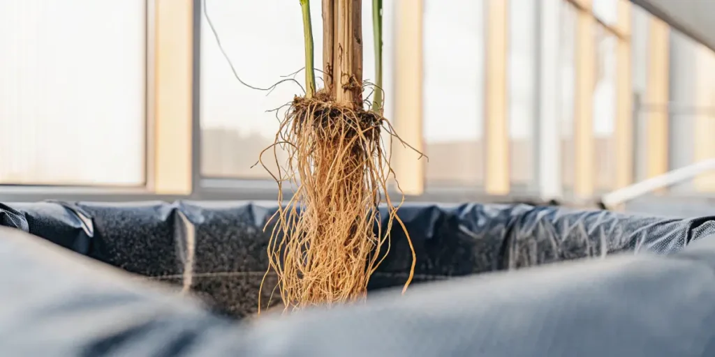 cannabis plant exposed roots during transplant